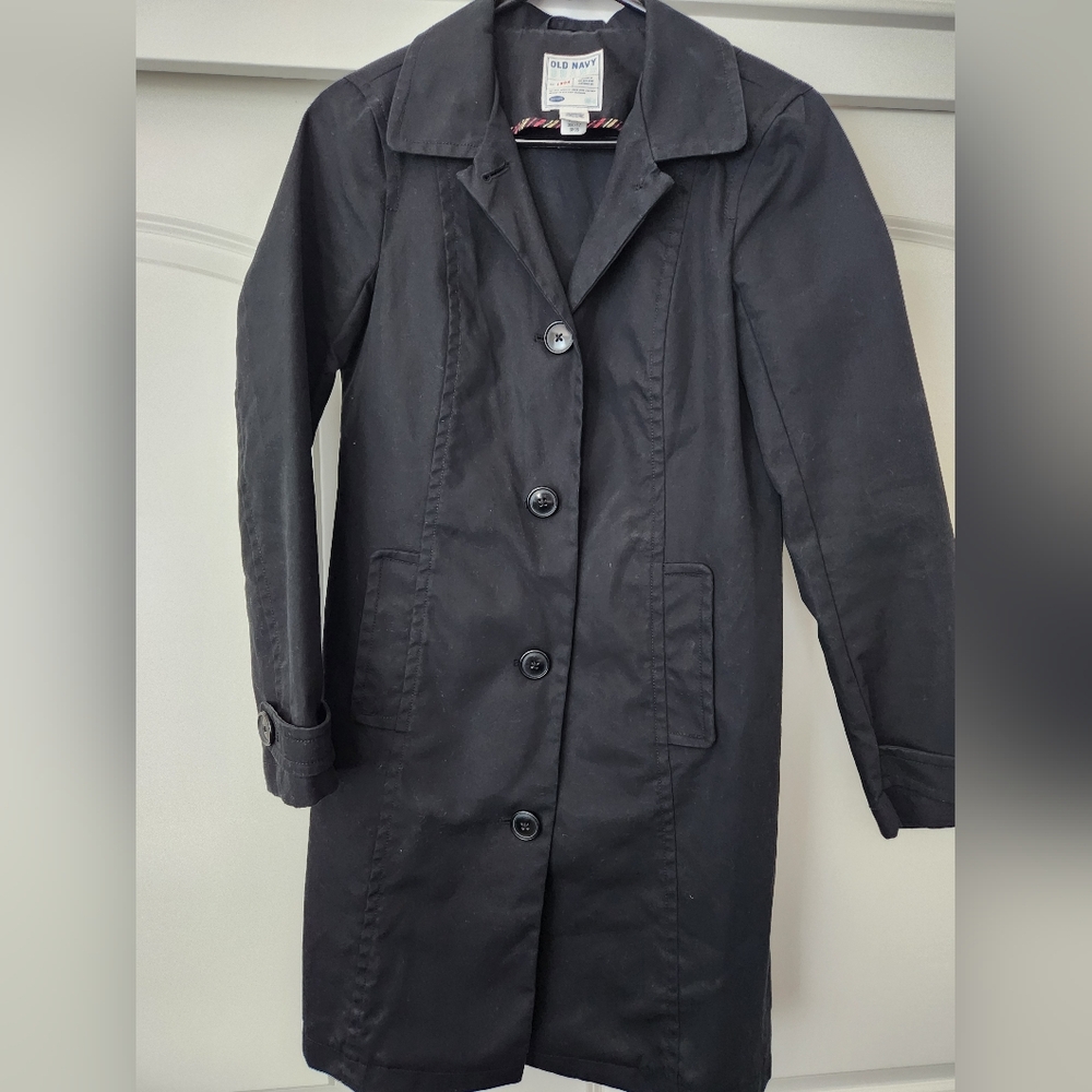 Old Navy Black Trench Coat with Classic Lapel